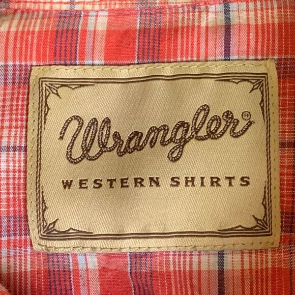 Wrangler Mens Size Large Western Button Front Shirt Red Plaid Short Sleeve - Picture 4 of 8